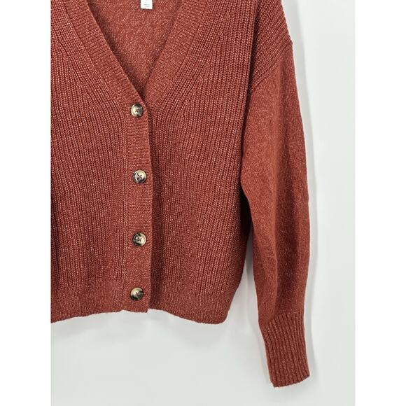 Market & Spruce Rust Button Front Cardigan Sweater Women’s Large Soft Knit - Picture 6 of 16